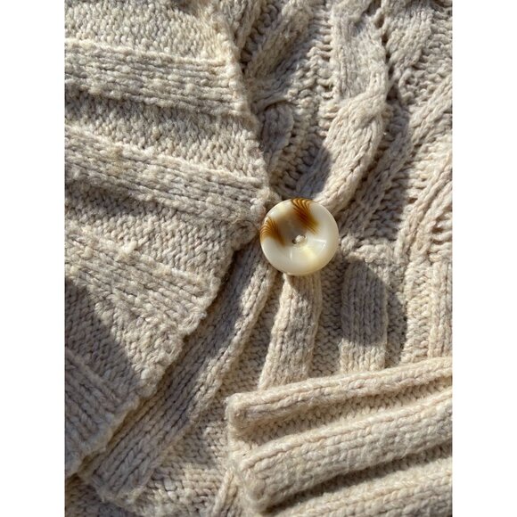 Free People XS Womens Cable Knit Wrap Cardigan Sweater Beige Wool & Acrylic Y2K - Picture 10 of 14